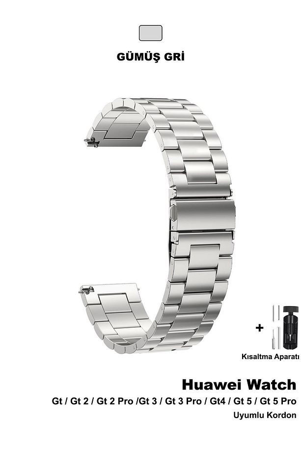 Huawei Watch Gt5 Gt4 Gt3 Gt2 Gt2e - Gt5 Pro Gt3 Pro Gt2 Pro (46MM) Metal Çelik Bakla Kordon Kayış - 2