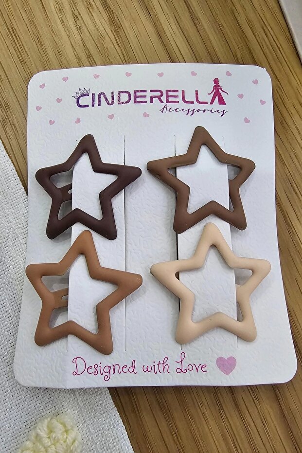 4-Piece Matte Brown Tone Star Snap Buckle Set - Star Snap Buckle - Y2k Star Star Buckle