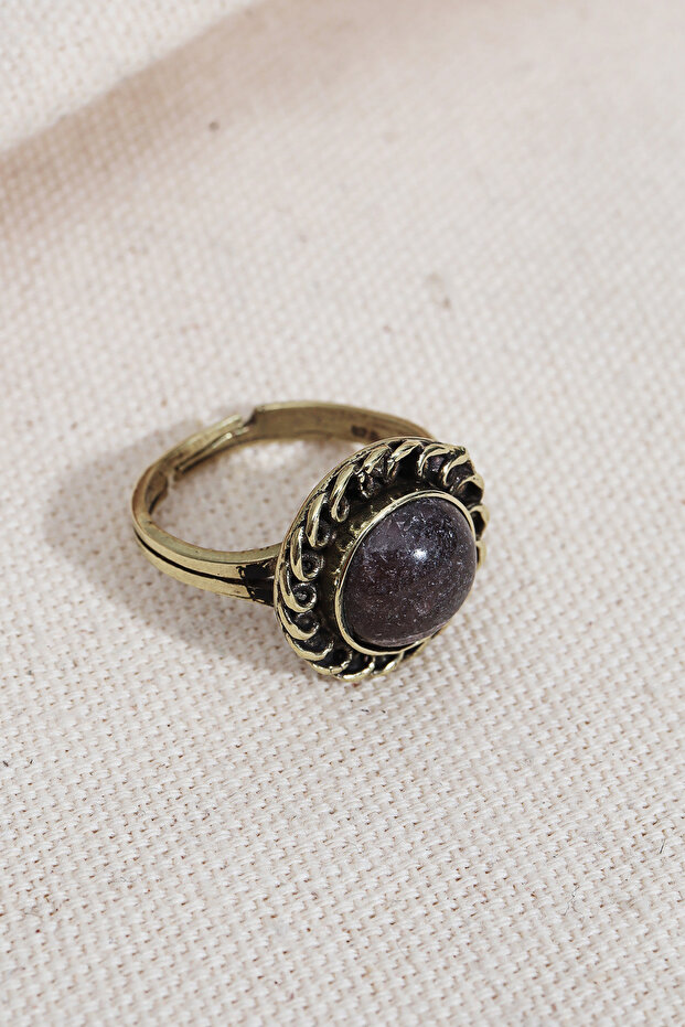 Plum Round Stone Authentic Ring - 2