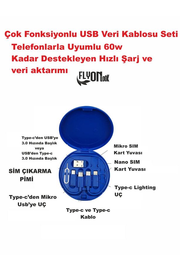 Çoklu Şarj Kablo ve Veri Aktarım Seti iPhone iPad Samsung Android PC Bilgisayar Tablet  Bilgisayar - 1