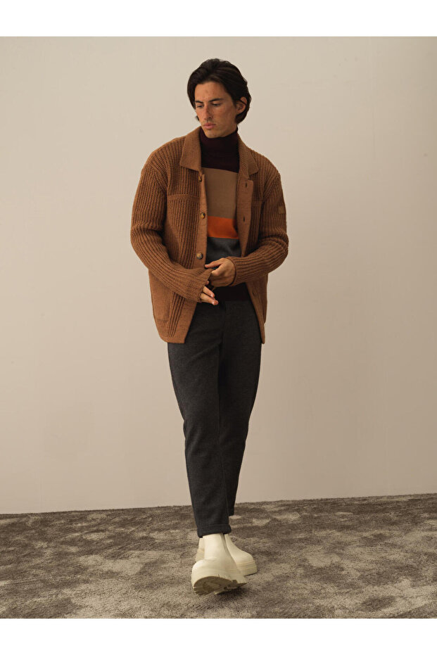 Erkek Oversize Triko Yün Ceket - 4