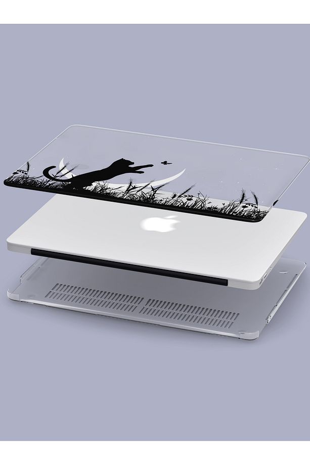 Macbook Air (M2-M3) Kılıf 15 inç A3114-A2941 2023/2024 Macos-12 Şeffaf Kapak Tam Koruma Kedi, Ay ve - 2