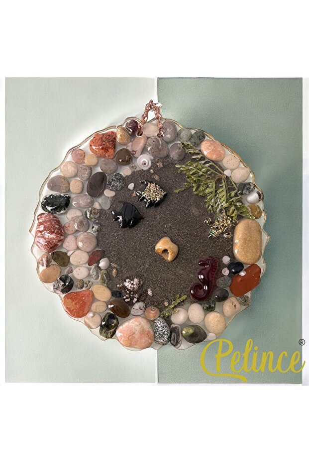Epoksi Reçine Tablo - Deniz Taşları 01 - Çapı: 30 Cm - 1