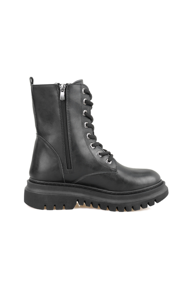 Kadın Siyah Fermuarlı Bot - 3