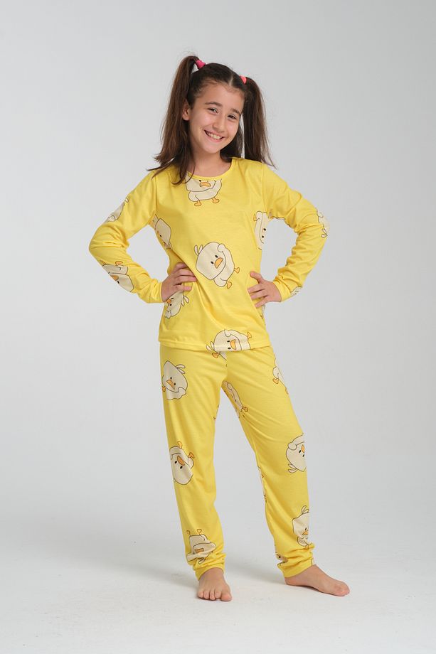 Rasa Sarı Pijama Takımı 3 Parça Alt Üst Bere Uzun Süper Soft Fnm - 3