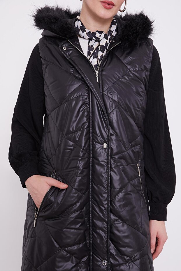 Siyah Kapitone Şişme Yelek - 6