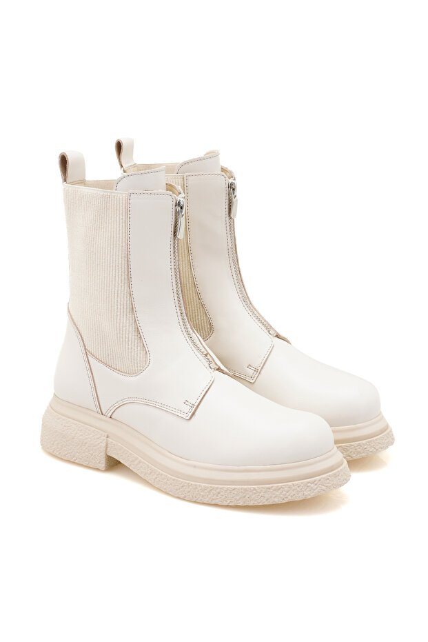 Kadın Ekru Deri Bot - 1