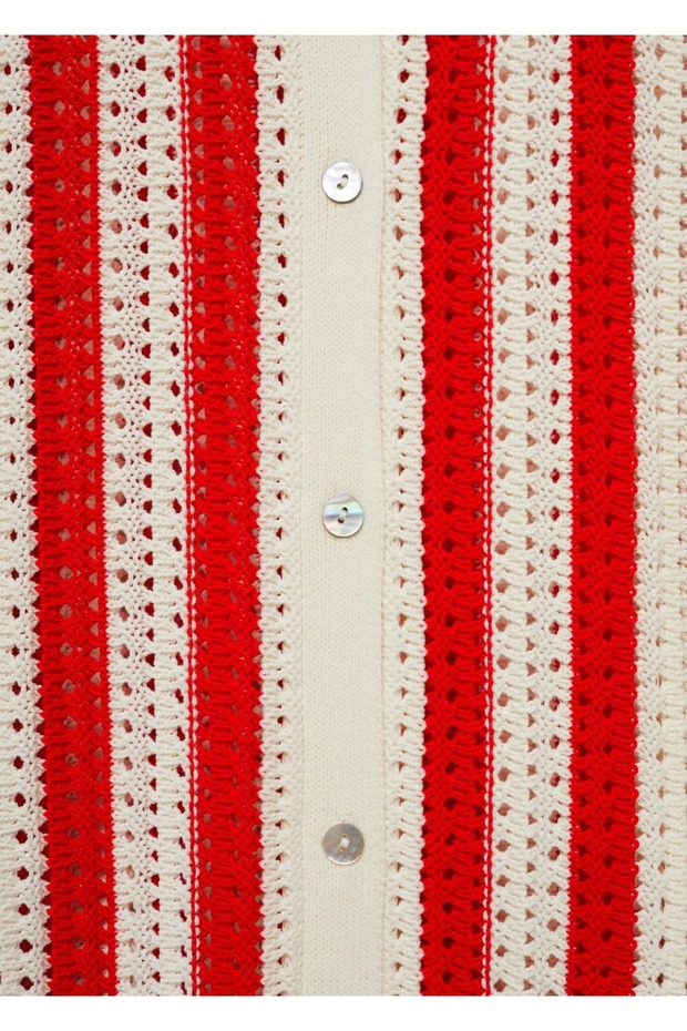 Çizgili ajur örgü hırka - 5