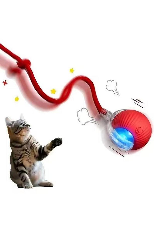 Akıllı Kedi Oyuncağı, USB Şarjlı, LED Işıklı, 3 Modlu, Otomatik Yuvarlanan Top - 9