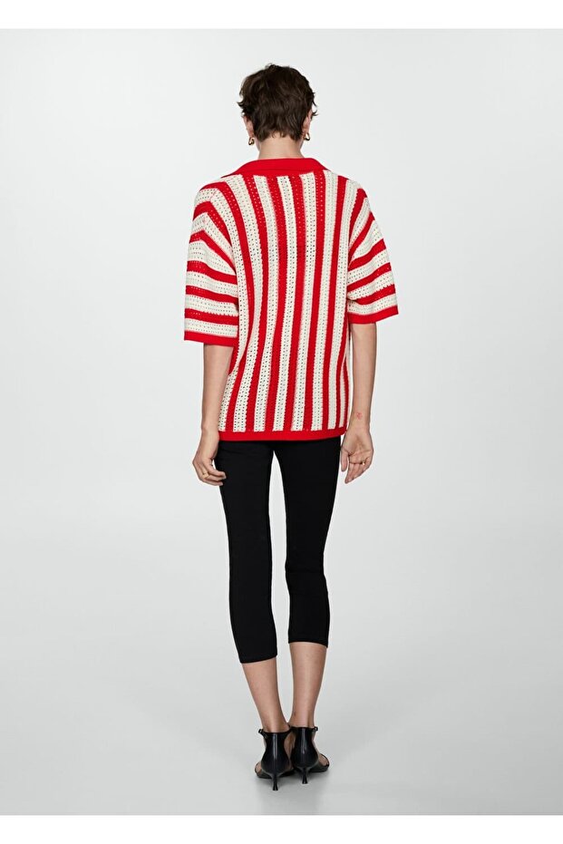 Çizgili ajur örgü hırka - 4
