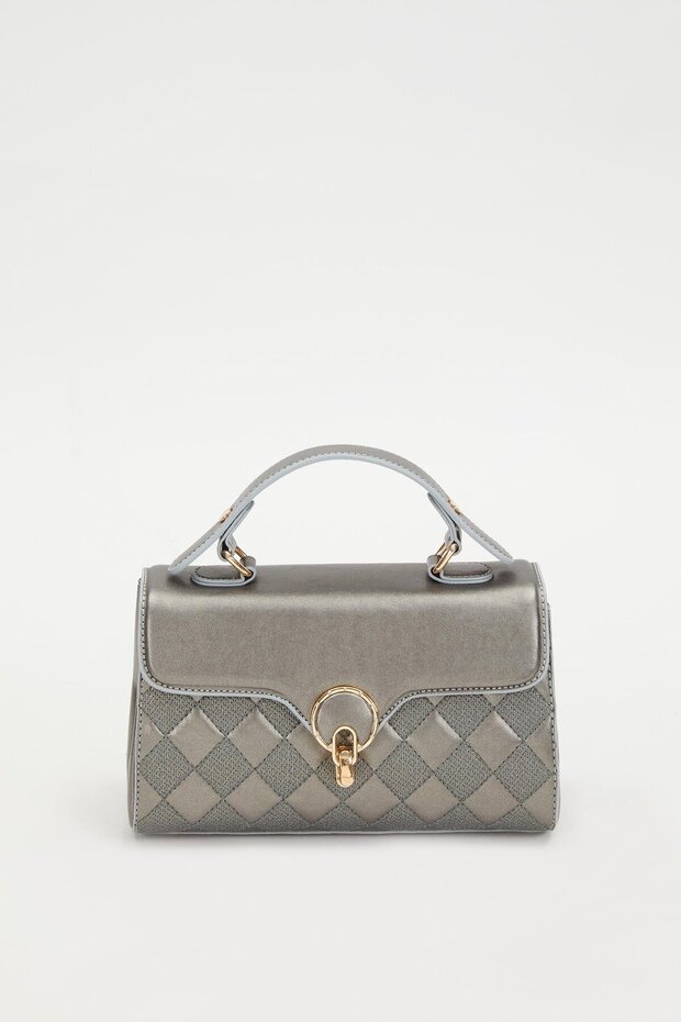 حقيبة يد بنمط الماس الفضي - 1