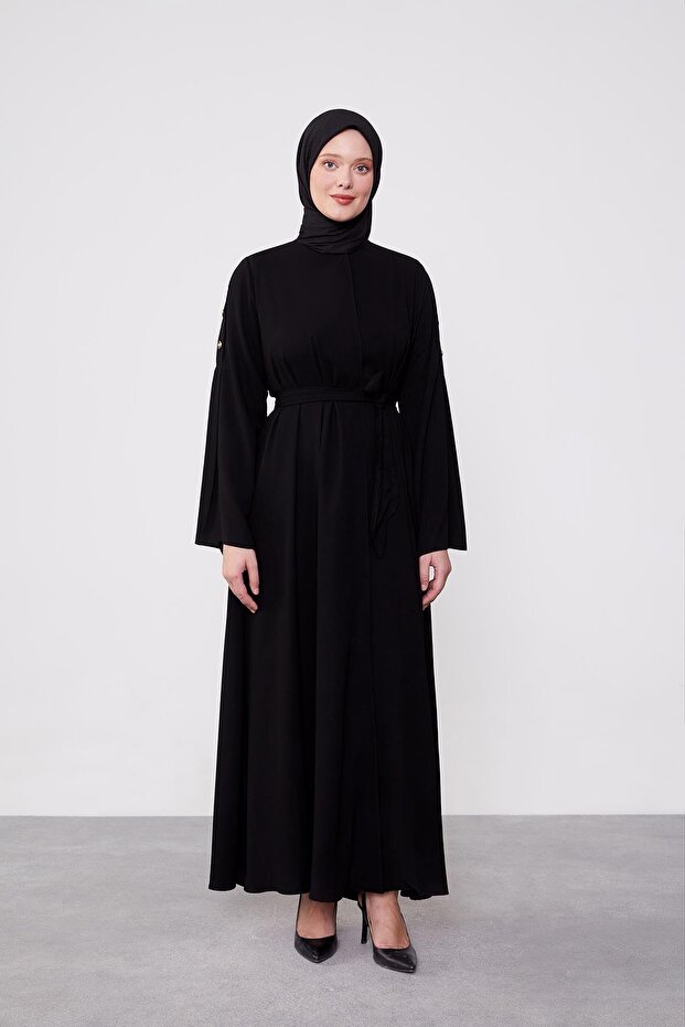 Black Shoulder Button Detailed Ferace