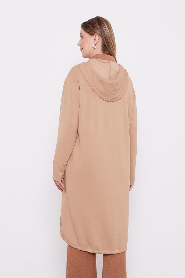 Camel Kapüşonlu Kapitone Kap - 7