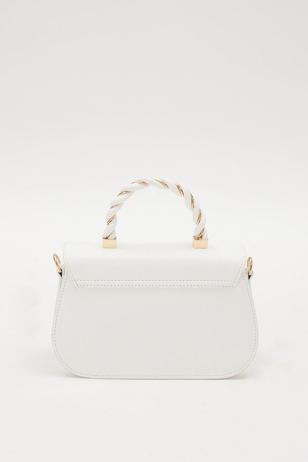 حقيبة يد بنمط ملتوي أبيض - 5