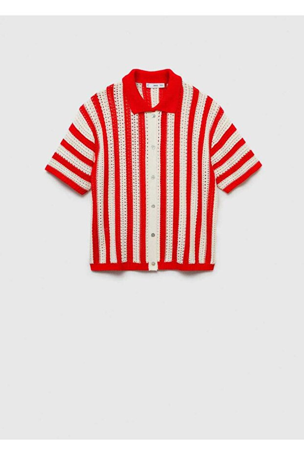 Çizgili ajur örgü hırka - 3