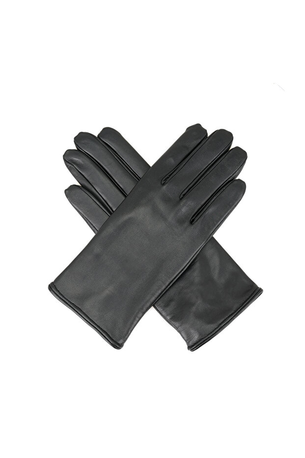Siyah Kadın Deri Eldiven - 1