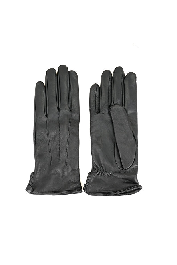 Siyah Kadın Deri Eldiven - 2