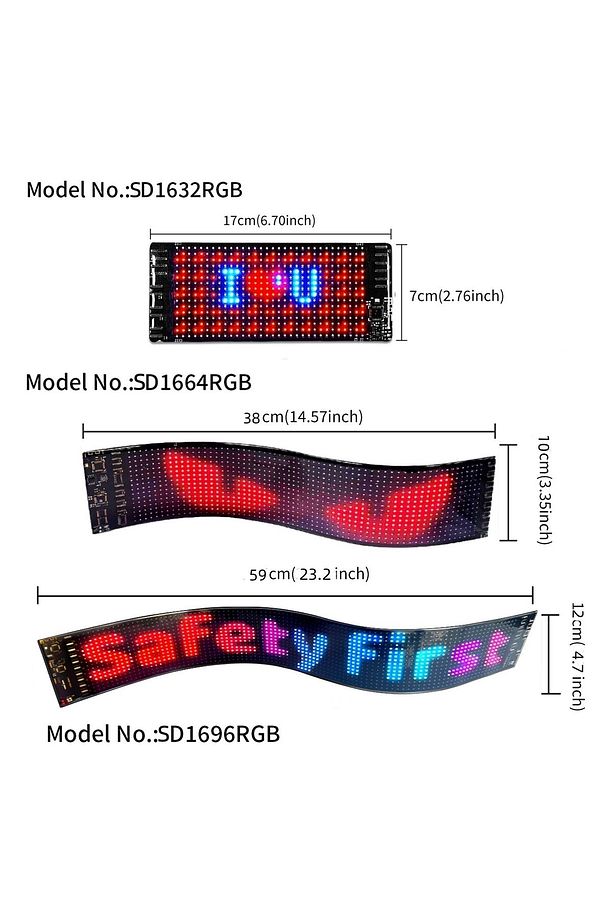 Matrix Led Panel Katlanabilir Usb Cama Yapışan Telefon Kontrollü Led Ekran 10,2x34,8 (2064) - 3