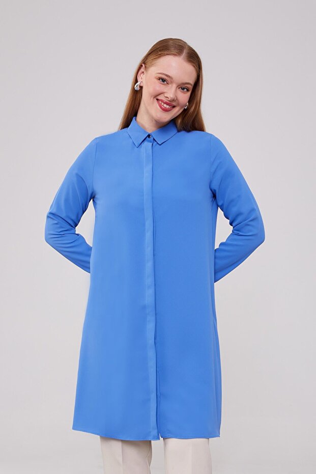İndigo Şifon Tunik - 1