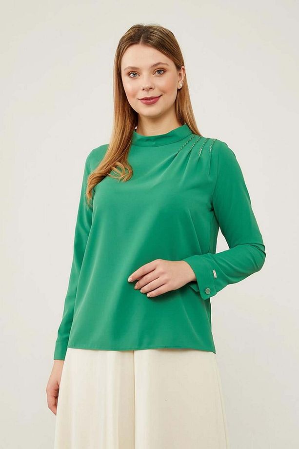 Benetton Tek Omuz İşlemeli Şifon Bluz - 3
