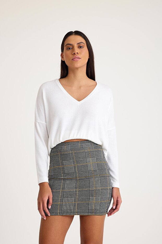 Ekose Desenli Mini Etek - 3