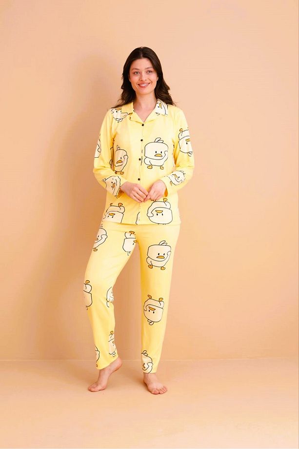 Civciv Desenli Kadın Pijama Takımı New Check Civcivli - 5