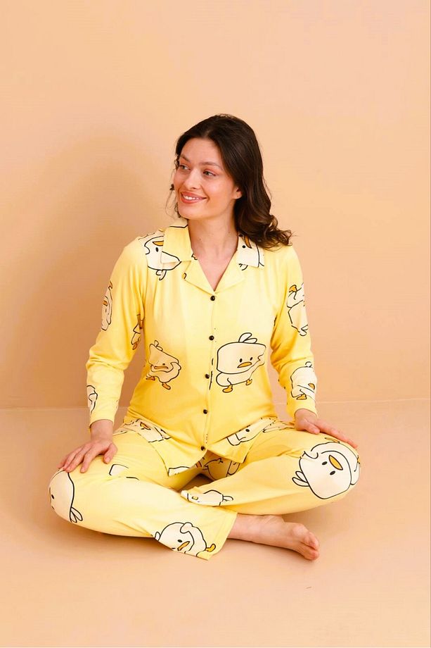 Civciv Desenli Kadın Pijama Takımı New Check Civcivli - 4