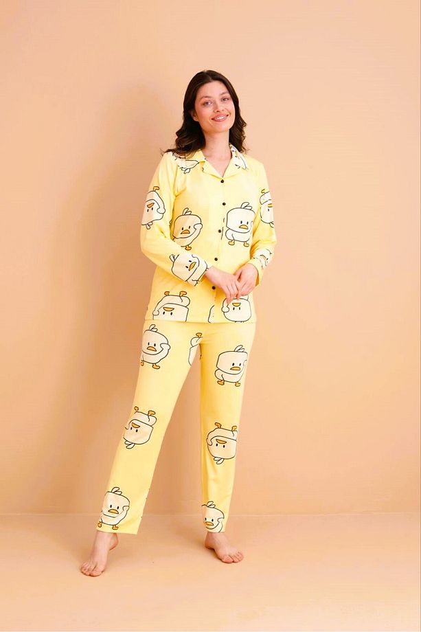 Civciv Desenli Kadın Pijama Takımı New Check Civcivli - 6
