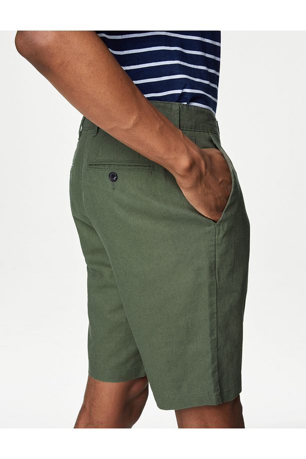 Regular Fit Keten Şort - 3