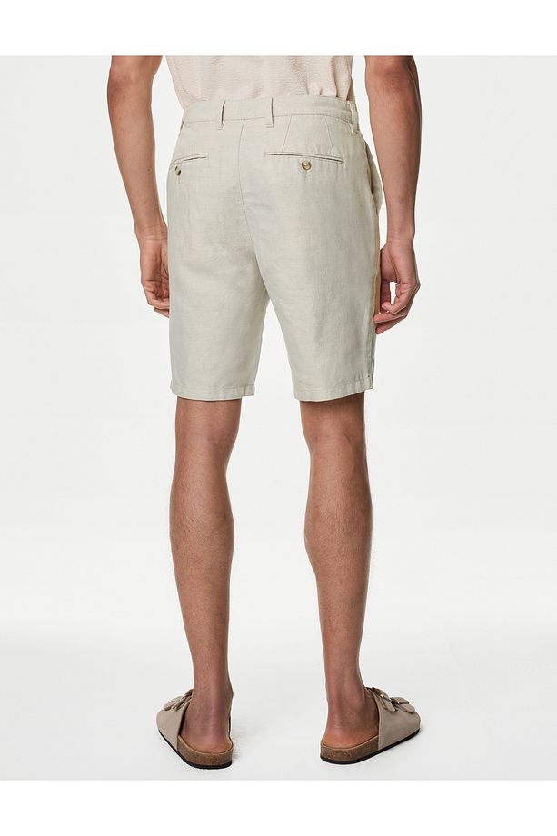 Regular Fit Keten Chino Şort - 3