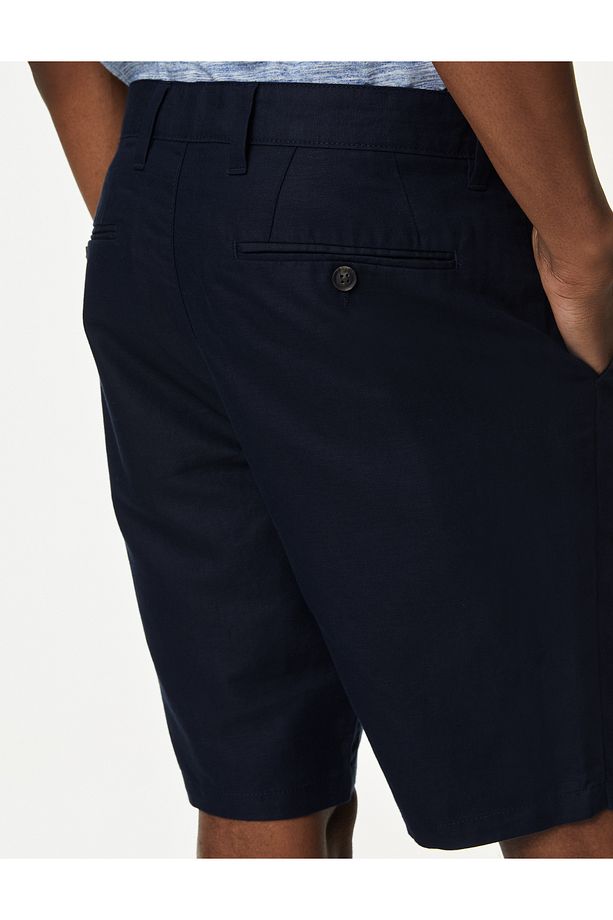 Regular Fit Keten Chino Şort - 3