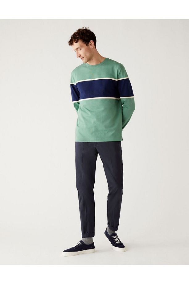 Regular Fit Hafif Dokulu Chino Pantolon - 1