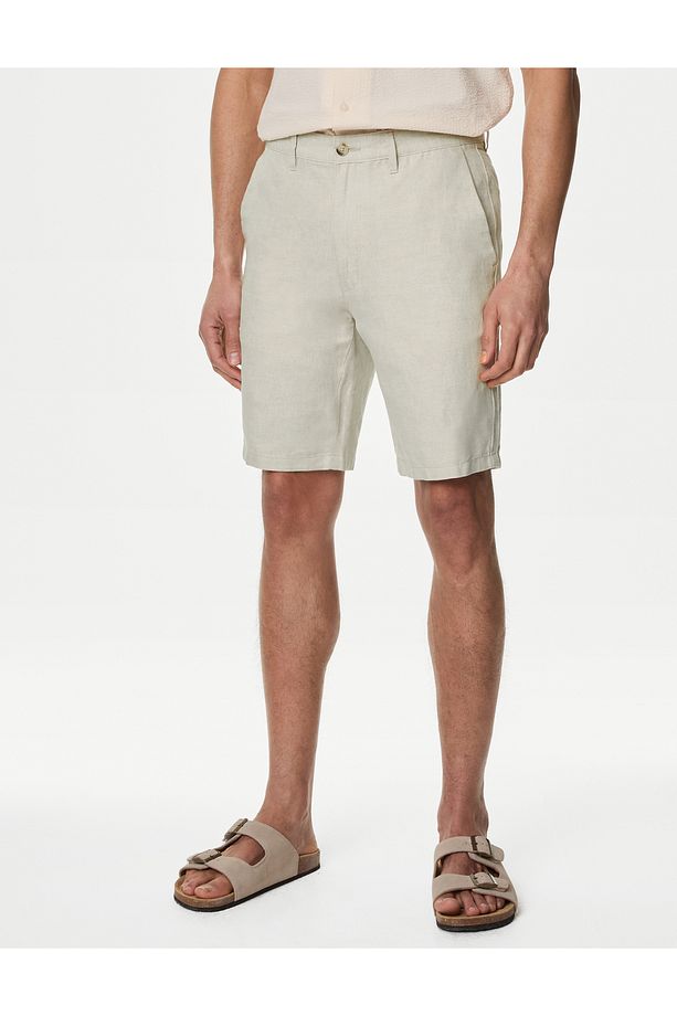 Regular Fit Keten Chino Şort - 2