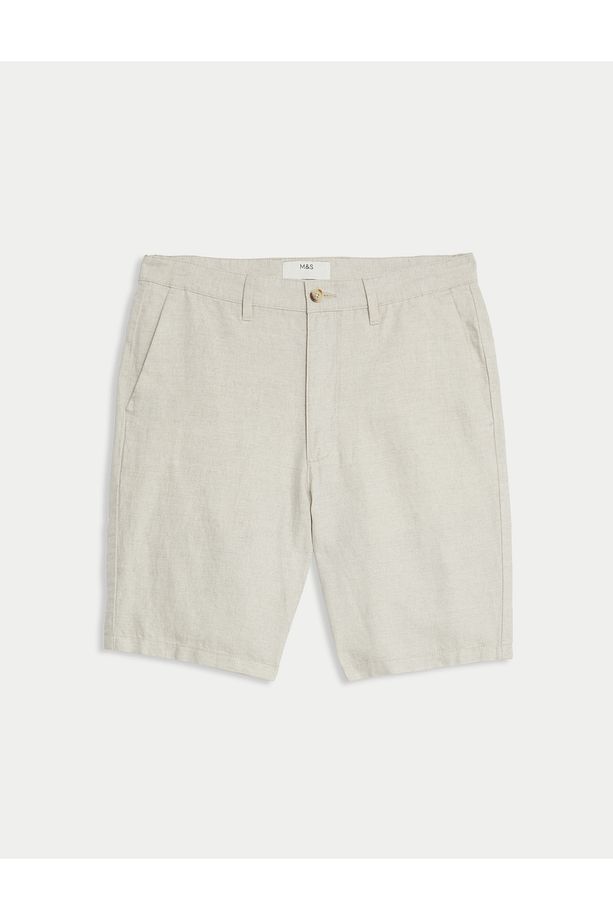 Regular Fit Keten Chino Şort - 4