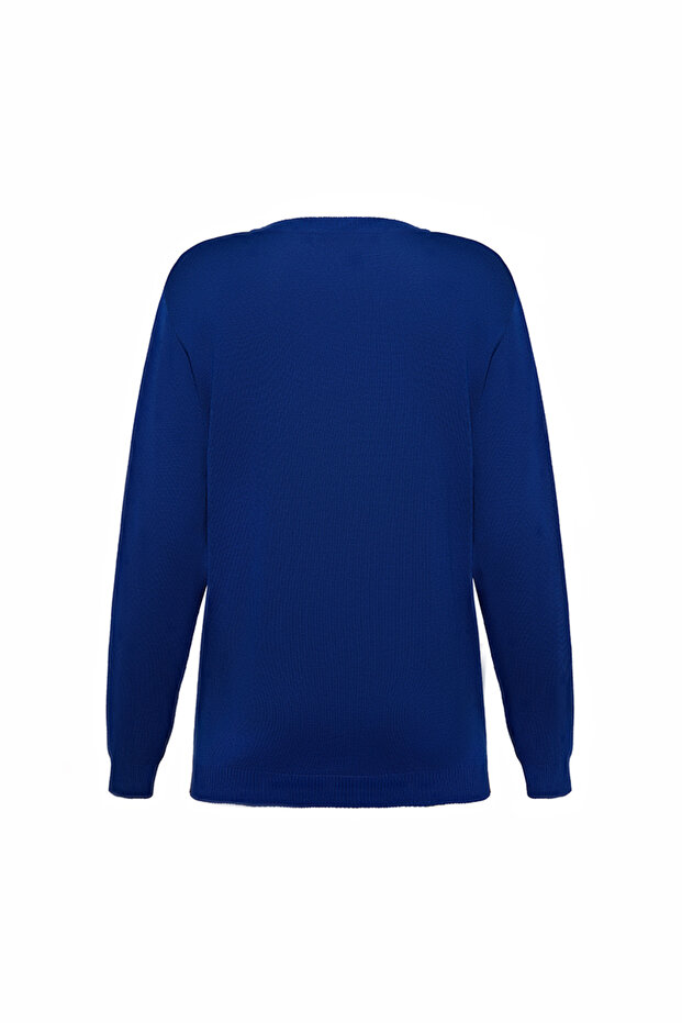 V Yaka Düğmeli Triko Hırka - 3