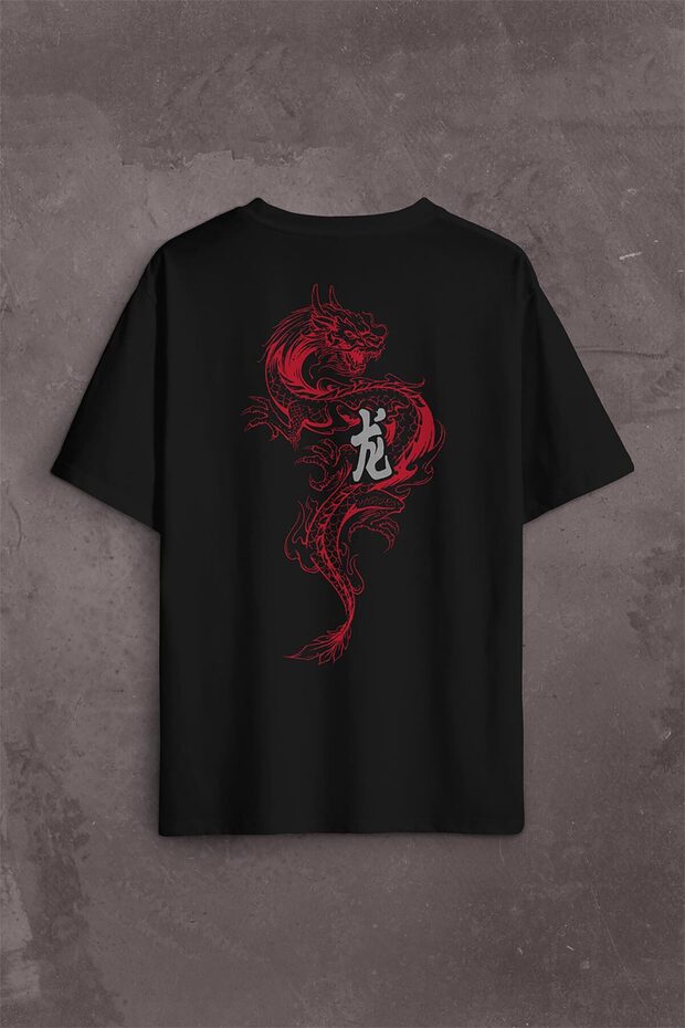 Dragon Dragon Far East Japanese Drake Japanese Back Front Printed Oversize T-Shirt Unisex T-Shirt
