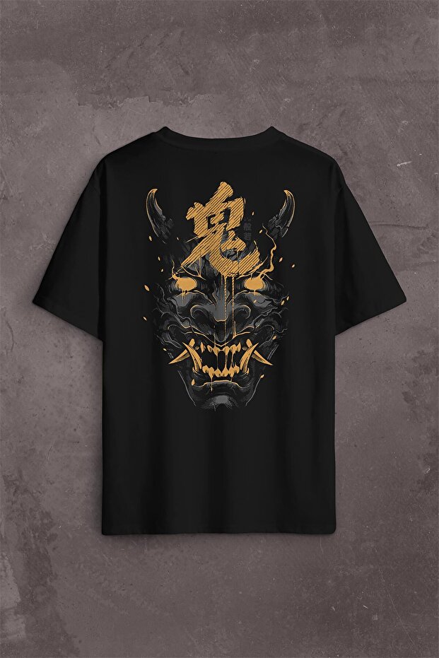 Mask Hannya Demon Mask Japanese Japanese Back Front Printed Oversize T-Shirt Unisex T-Shirt