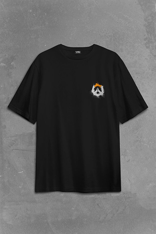 Overwatch Heroes Steam Logo Over Watc Back Front Printed Oversize T-Shirt Unisex T-shirt