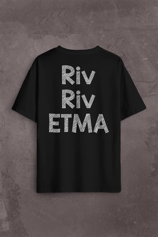 تي شيرت Riv Riv Etma لهجة البحر الأسود Rivrivriv Olma مطبوع عليه الجبهة الخلفية مقاس كبير للجنسين تي شيرت