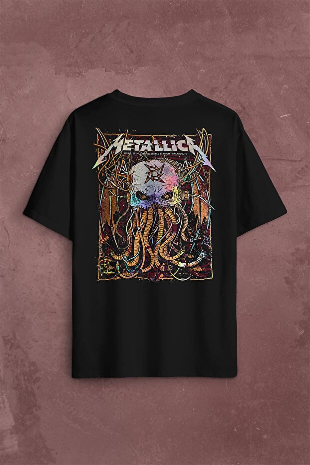 Metallica Music Poster Rock Metal Back Front Printed Oversize T-Shirt Unisex T-Shirt