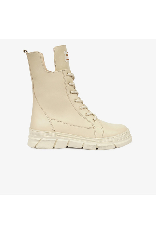32672 Kadın Ekru Hakiki Deri Günlük Bot - 1