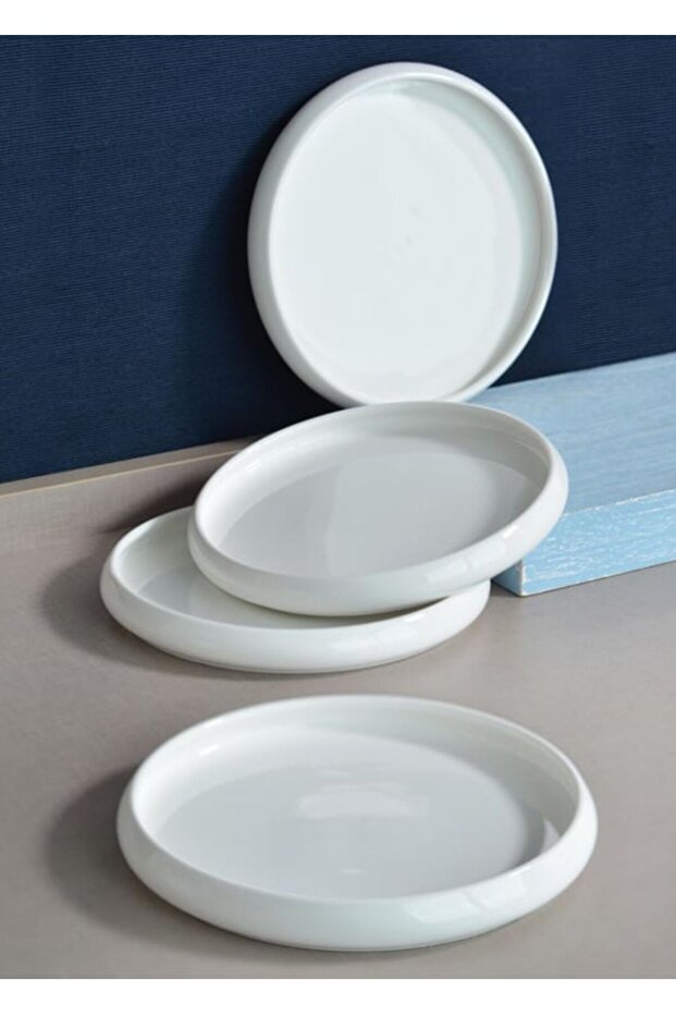 4'lü Yuvarlak Porselen Servis Tabağı Seti 20cm - 1