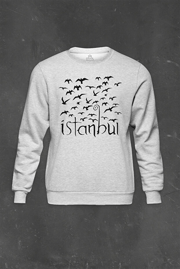 Gray Sweatshirt Istanbul Seagull Galata Constantinople Ottoman Printed Unisex Sweat