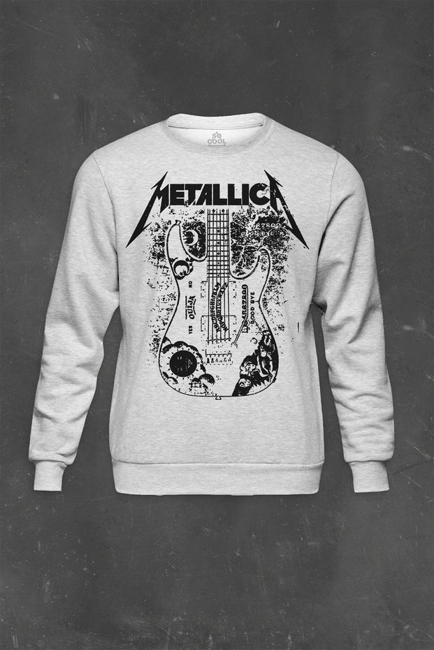 Gray Sweatshirt Metallica Kirk Ouija Board Guitar Rock Guitar Printed Unisex Sweat