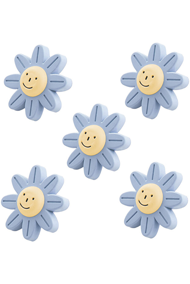 Furniture Plastic Daisy Smiling Blue Color Children's Room Cabinet Door Handle Drawer Handle 5 PCS