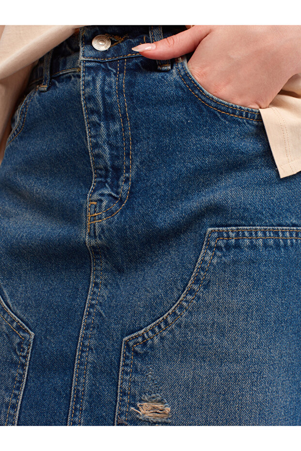 80559 Önü Parçalı Uzun Etek-tint - 4