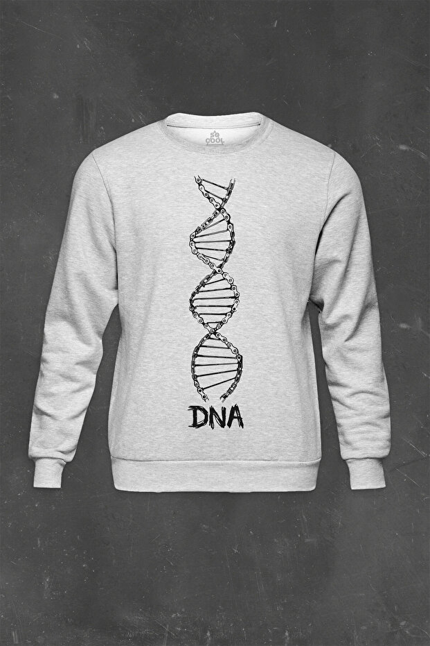 سويت شيرت رمادي DNA دراجة سلسلة شجرة الحياة الجينية تطور مطبوعة للجنسين