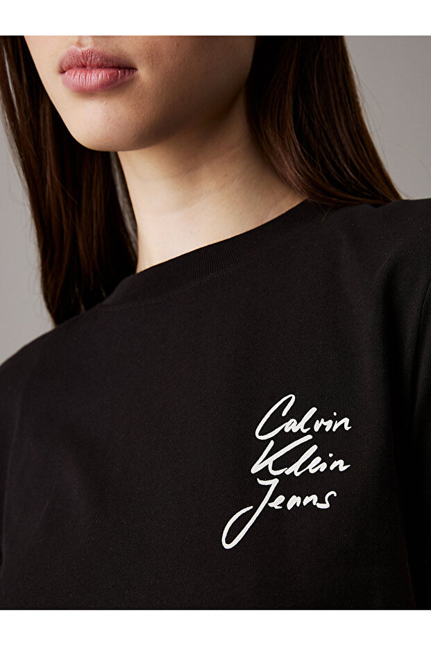 Kadın Siyah Kısa Kollu Tişört - 3