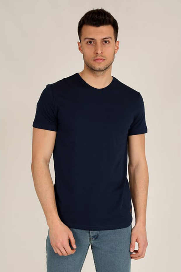 Men's Navy Slim Fit Crew Neck Basic T-Shirt