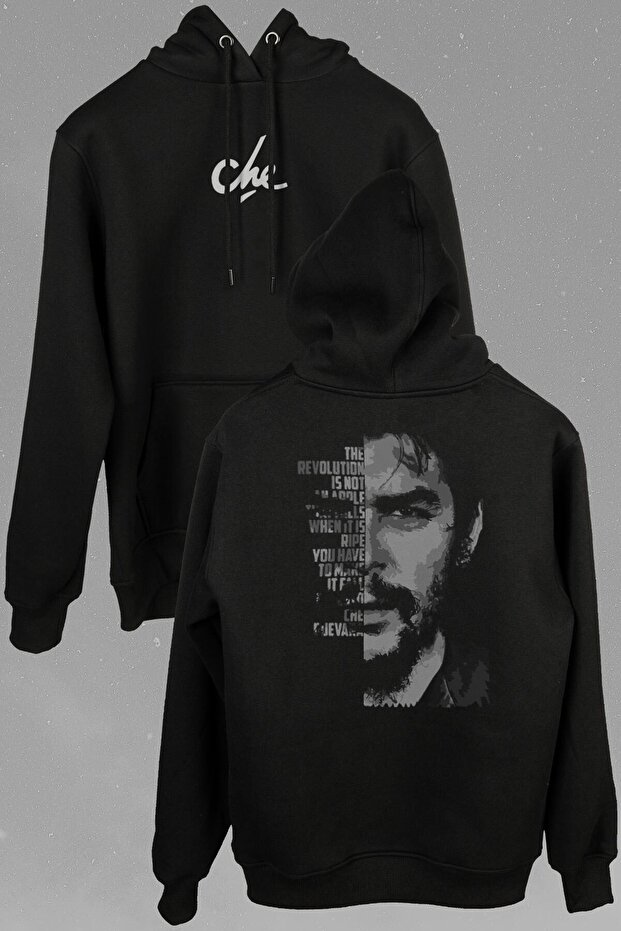 Metal Poster Ernosto Che Guevara Hafl Face Front And Back Printed Sweatshirt Unisex Hooded Hoodie